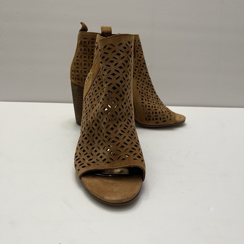 Carlos by Carlos Santana Tacey Tawny Tan Open Toe Cutout Zip Ankle Bootie Size 6